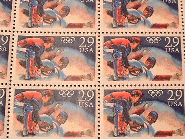 Full Sheet of 50 1992 29c Olympic Baseball Stamps MNH - Image 2 of 2