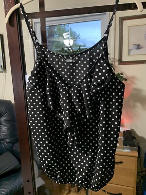 Ali Kris Women's Black White Polka Dot Spaghetti Strap Top 10