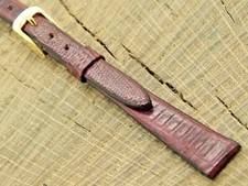 Vintage NOS Unused Speidel Burgundy Leather w Gold Tone Buckle 11mm Watch Band