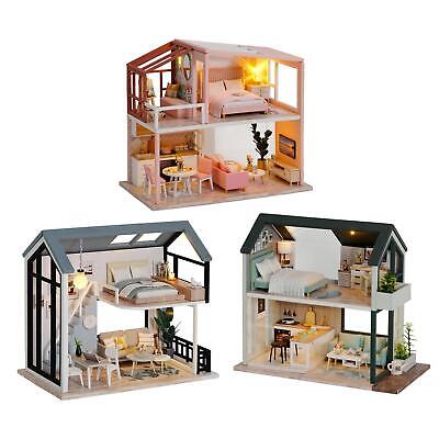 Fsolis DIY Dollhouse Miniature Kit with Furniture, 3D Wooden Miniature  House with Dust Cover, Miniature Dolls House kit 1:36 Scale (QL01)