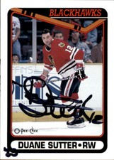 Duane Sutter Signed Auto 1990-91 O-Pee-Chee card Chicago Blackhawks