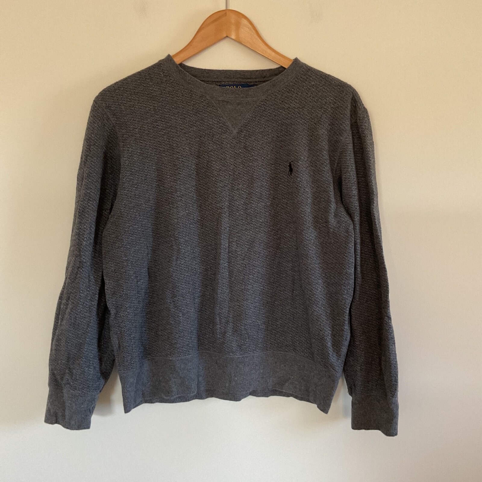 Polo Ralph Lauren grigio erica maglia felpa uomo taglia S leggera rustica pony