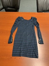 Juicy Couture Y2K Women Blue Striped Casual Dress Size Small 118