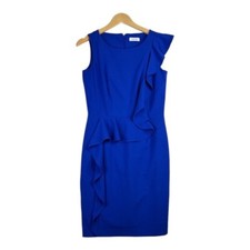 Calvin Klein Professional Dress Women Classic Style Sheath work Blue Size 6