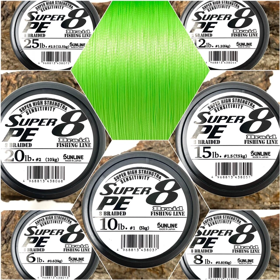 SUNLINE New Super PE 8 Braid Light Green Made in Japan! je 10m 7 Stärken Grün