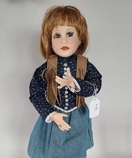 493- MARKED BONNIE JOHNSON 1992 PORCELAIN COUNTRY COW-GIRL DOLL 17.5" TALL