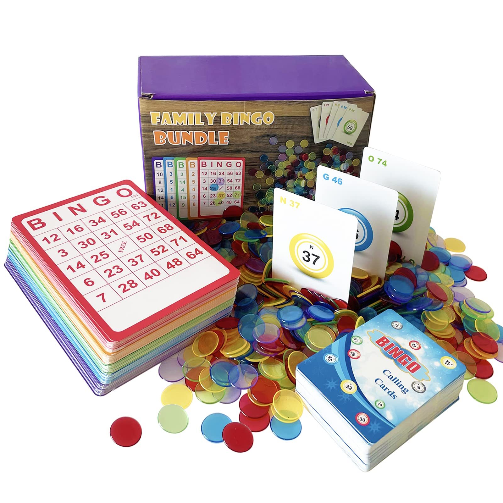 Complete Bingo Game Set - 100 Bingo Cards,1000 Bingo Chips and Deck of Callin...