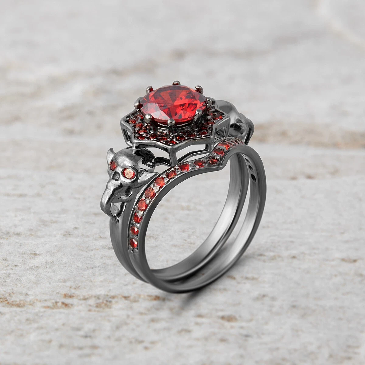 Natural Garnet Dragon Ring, Gothic Jewelry #D133 – Silver Embrace