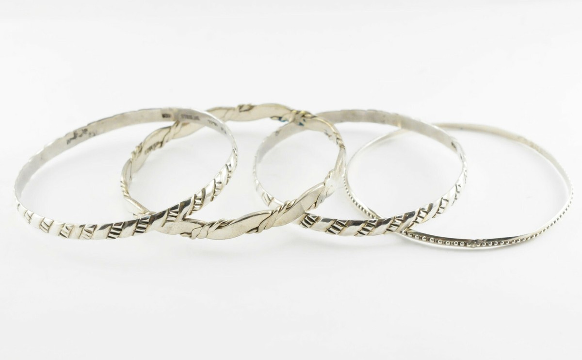 4 Vintage Sterling Silver Bangle Bracelets Mexico 925 | eBay 4 Vintage Sterling Silver Bangle Bracelets Mexico 925 | eBay
