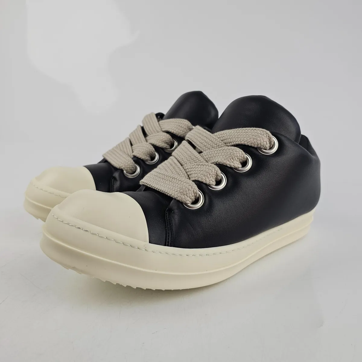 Rick Owens Ramones Jumbo Laces Black/Milk Sneakers New Size 42 US