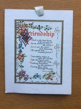 Vintage 1960s 1970s Wall Hanging Picture, Friendship Quote & Floral Pattern