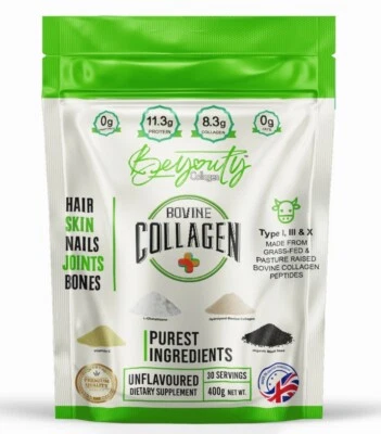 BEYOUTY COLLAGEN+ Halal Collagen Bovine Powder Protein Hair, Skin, Nails, Muscles, Joints 400g