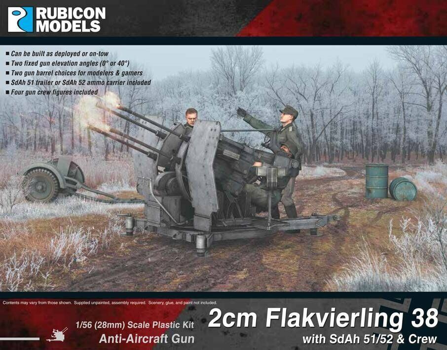 2cm Flakvierling 38 with SdAh 51/52 & Crew (1/56 scale 28mm) Rubicon RU-280073