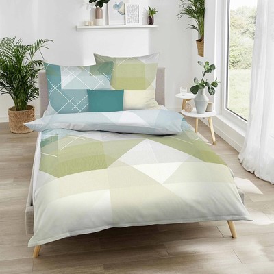 Mako-Satin Bettwäsche Linear smaragd Kaeppel