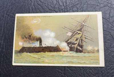 1887 Duke Gail & Ax Tobacco Card,Battle Scenes, N99, Merrimac ramming  Cumberland