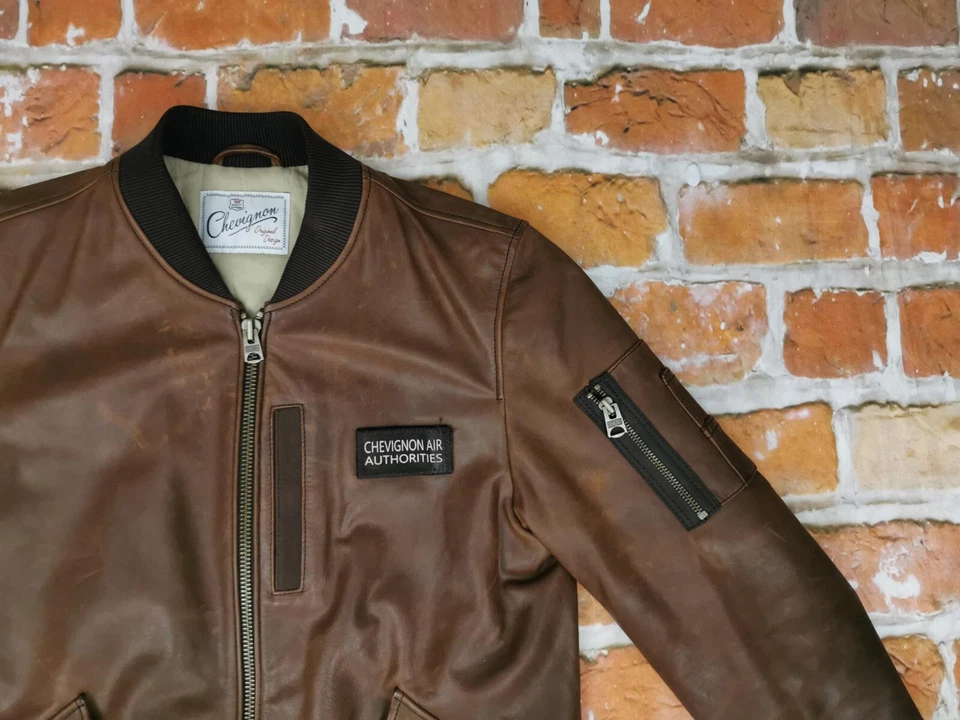 Chevignon Vintage Piloto Chaqueta de Cuero Especial Air Wear Hot Skies Talla: S - Imagen 3 de 4