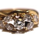 GIA 14k yellow gold .98ct round diamond engagement ring wedding band 4.2g 5.25 — photo 2
