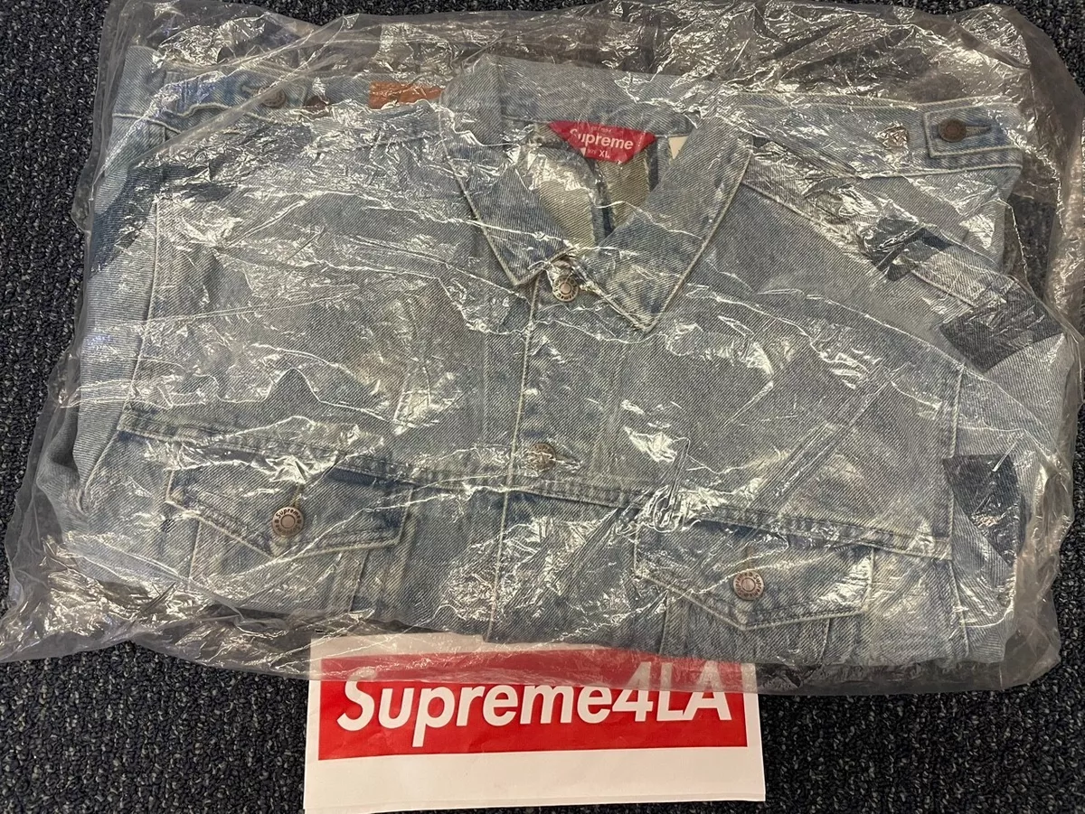 Supreme Inset Logo Denim Trucker Jacket Washed Blue XL | eBay