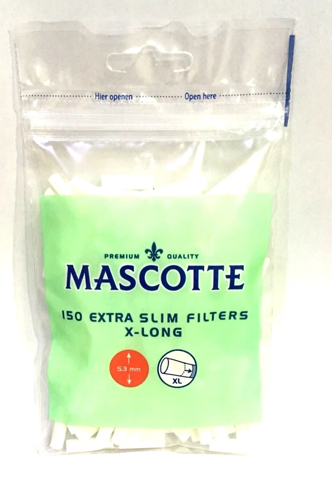 Mascotte XL Extra Long Filter Tips 5.3mm Extra Slim 19mm 20 Bags