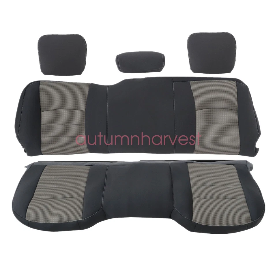 Para Dodge Ram 1500 2009-2012 banco trasero inferior y superior y reposacabezas cubierta de asiento gris Foto 4 de 4