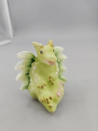 FENTON GLASS IRIDESCENT HP by D WRIGHT GLASS FRIT DRAGON FIGURINE