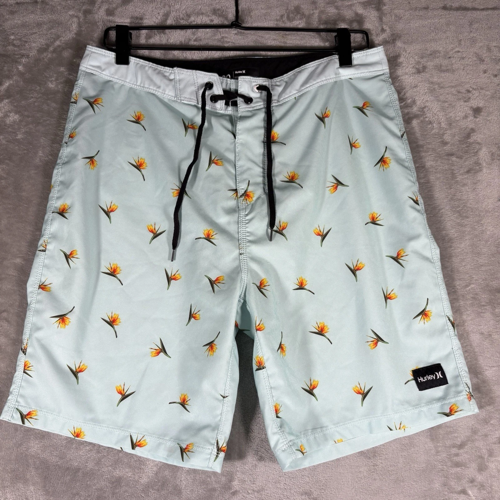 Hurley MENS 30 Board Walk Shorts TEAL Tropical Beach Coastal Surfer Classic