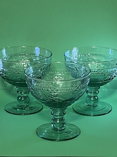 (3) Mikasa Garden Harvest Green Champagne/Dessert Glasses - Picture 1 of 3
