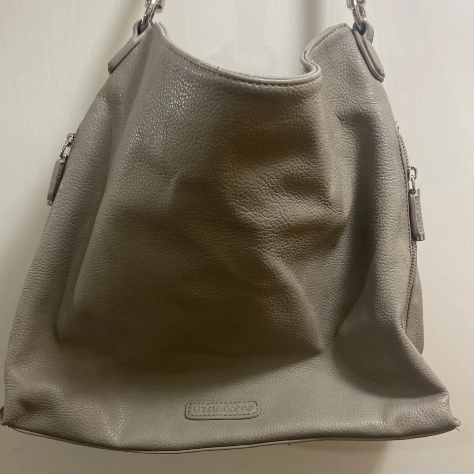 Bolso de Hombro Hobo Liz Claiborne Imitación Cuero Gris Color Pendiente Foto 2 de 4