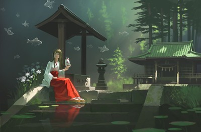 Playmat Desk Mat Anime women dark hair long portrait looking away smiling Play
