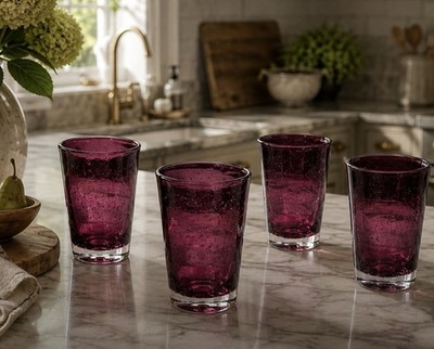 Leonardo Burano Handmade Glass Tumbler (330 ml) shade ''Viola'' (purple) 4 Set