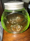 URANIUM GREEN ANCHOR HOCKING DEPRESSION GLASS ROUND DIAMOND CRYSTAL SALT SHAKER