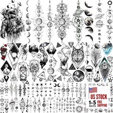 33 Sheets Outer Temporary Tattoos for Kids Boys Girl Women Men Adults Space