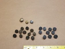 Mixed Lot 25 Silver & Antique Brass Color Metal Replacement Shank Buttons Jacket