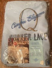 Vtg NOS Quaker Lace White House Tablecloth 72x90 Oblong Cut Work Bridge Set