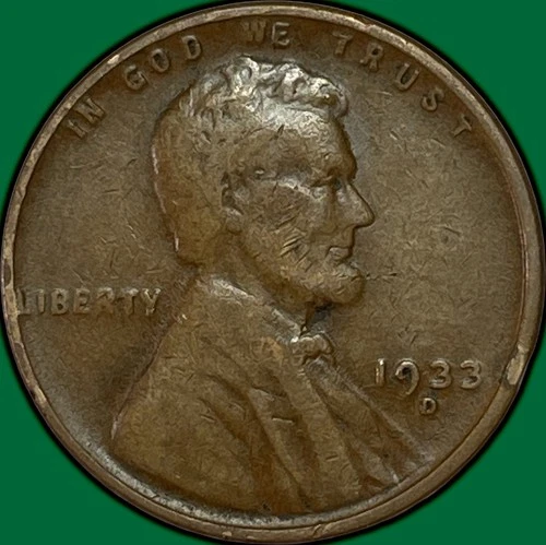 1933-D Lincoln Wheat Cent Very Fine VF Coin #34982