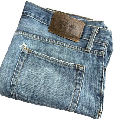 Mossimo Supply Co Mens Jeans W34 L30 Light Wash Distressed Slim Bootcut Denim