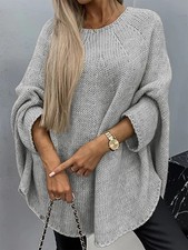 Casual Ladies Pullover Long Batwing Sleeves Tops Baggy Sweater Jumper Oversized