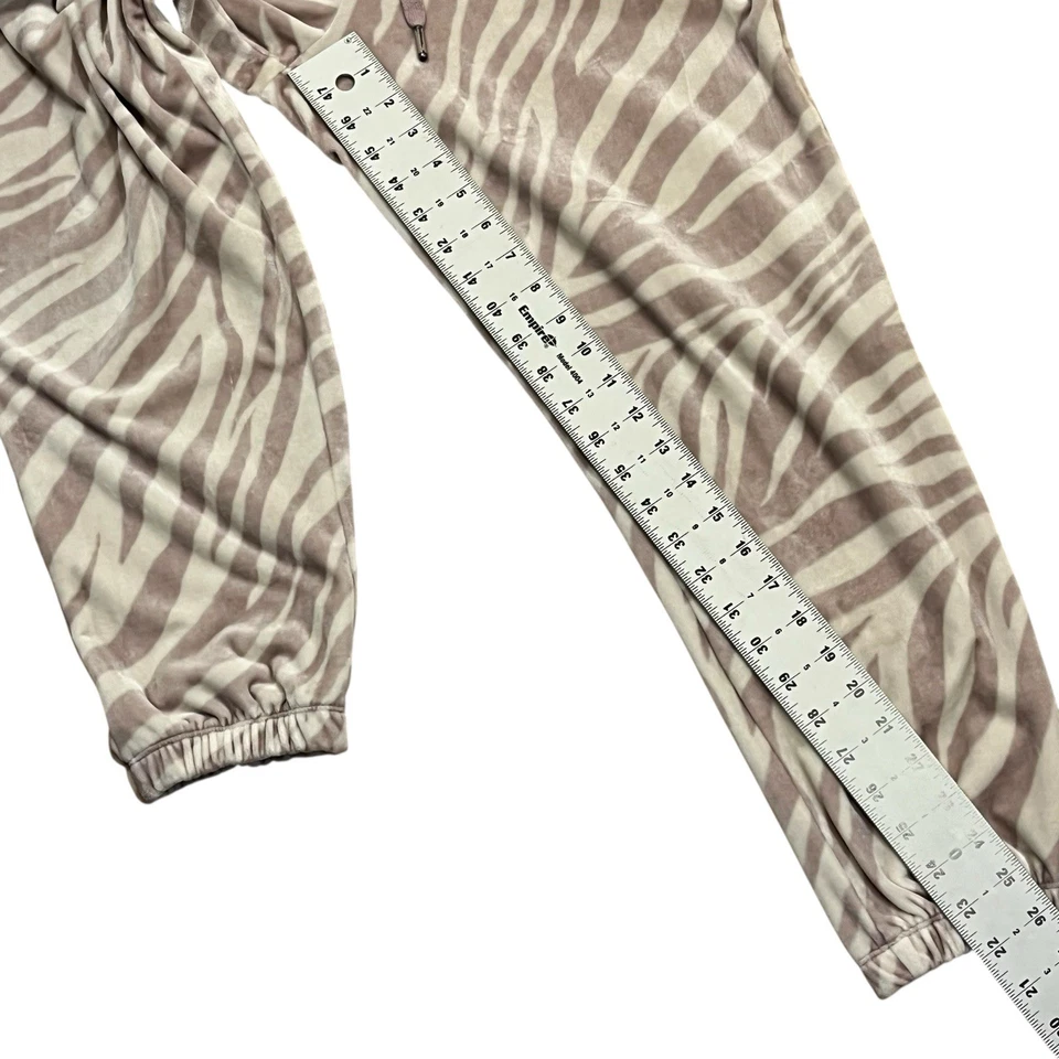 Donna Karan Sleepwear Women’s Sz L Sleep Jogger Velour Pants Purple Tiger Stripe - Image 3 of 4