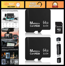 64GB MicroSDXC Memory Cards 2-Pack with SD Adapter  USB Reader, V30 U3, 4K Vide