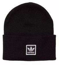 Adidas Men Climawarm SOFT STRETCH Beanie Knit Hat Black Fold Cuffed ONE SIZE NWT