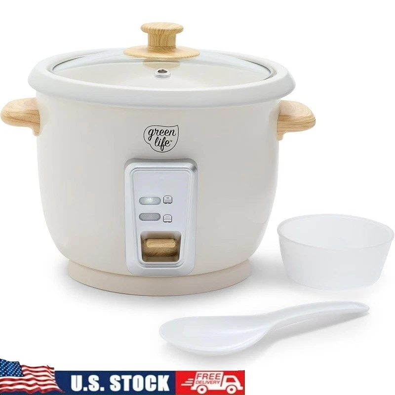 Compact 6 Cup Ceramic Nonstick Rice Cooker Easy Clean One Touch Electric Cooker