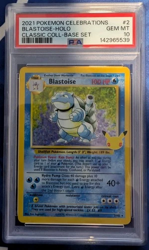 Pokémon TCG Celebrations Blastoise Holo Card 2/102 Classic Collection PSA 10