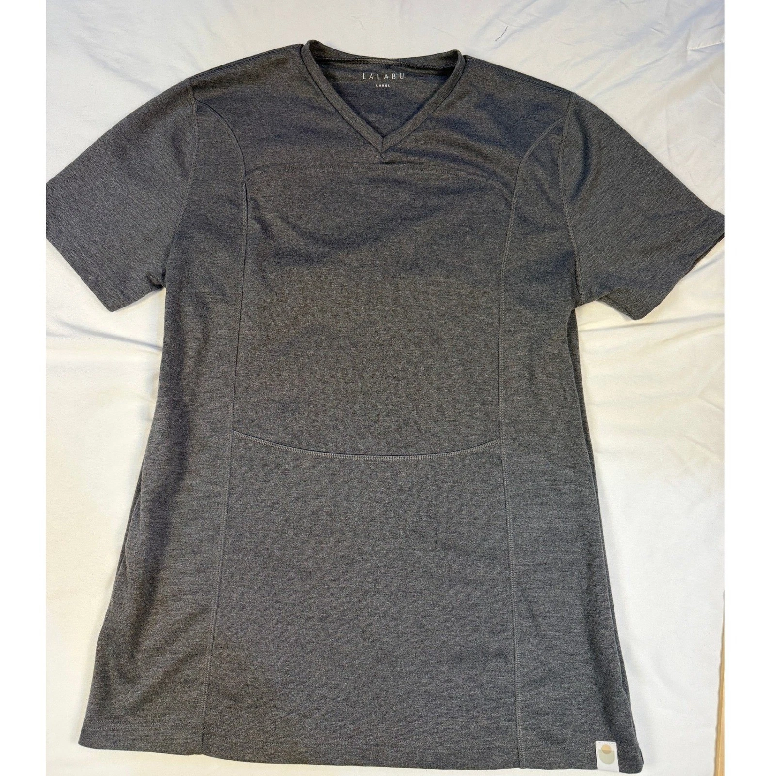 Lalabu Baby Carrier Pouch V-Neck Short Sleeve Gray Mens L Newborn Kangaroo Care