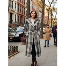NWT Theory Plaid Military Trench Coat XS