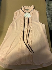 Pleione Women’s Pink Sleeveless Full Button Blouse Size Medium NWT T14 