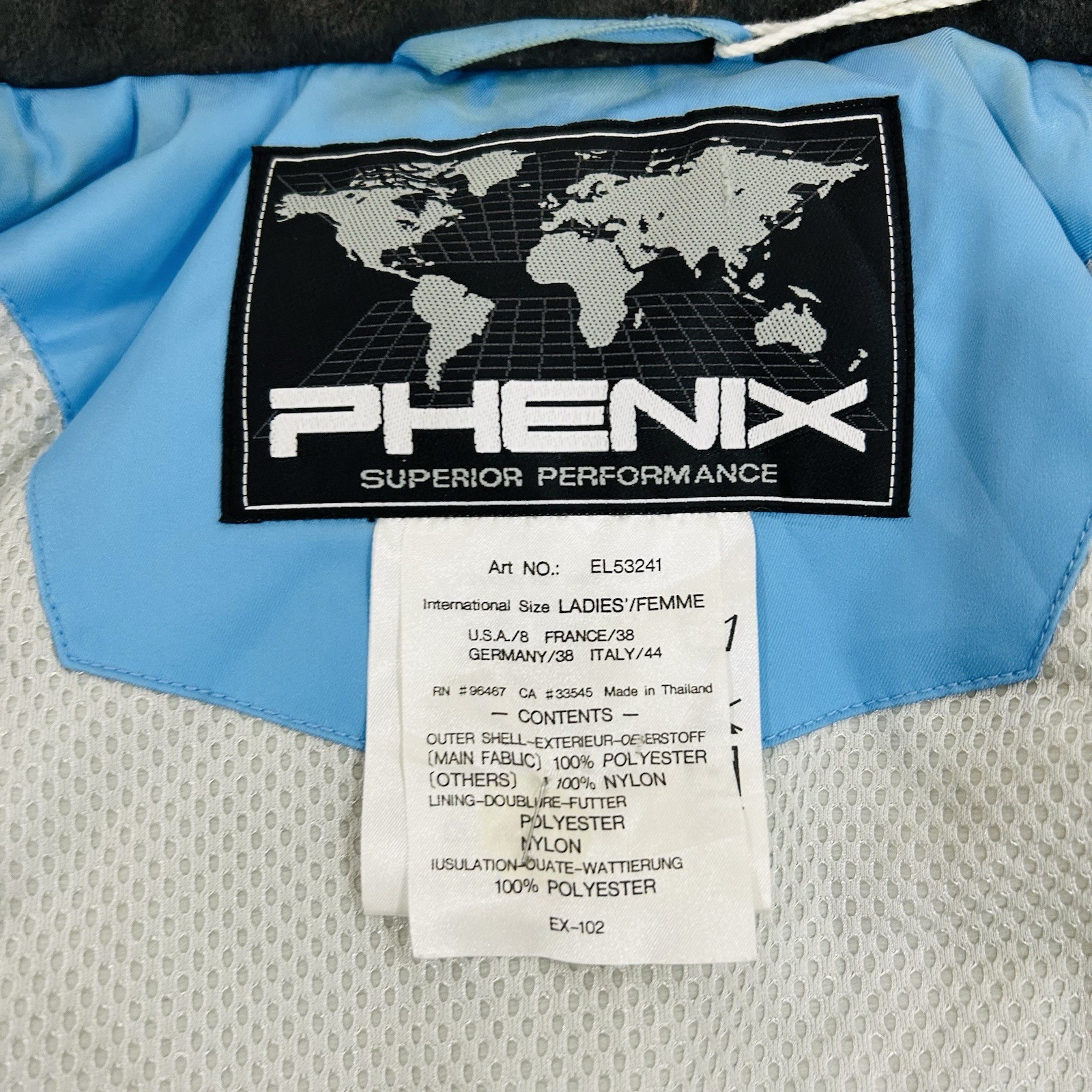 Phenix Ski Jacket US Womens size 8 Blue insulated removable hood Winter