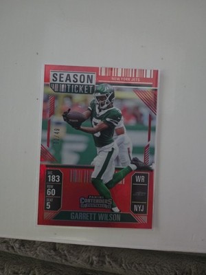 2024 Panini Contenders Football Garrett Wilson Red Season Ticket 2/49 SP NYJ