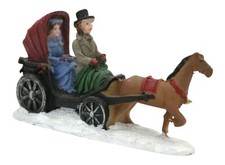 PMS 16.5cm Resin Mini Horse and Carriage Festive Christmas Figurine Decor