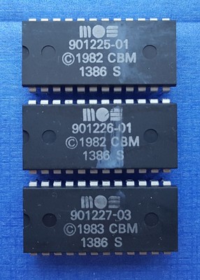 MOS 901225-01/901226-01/901227-03 Character/BASIC/Kernal ROM chips Commodore 64