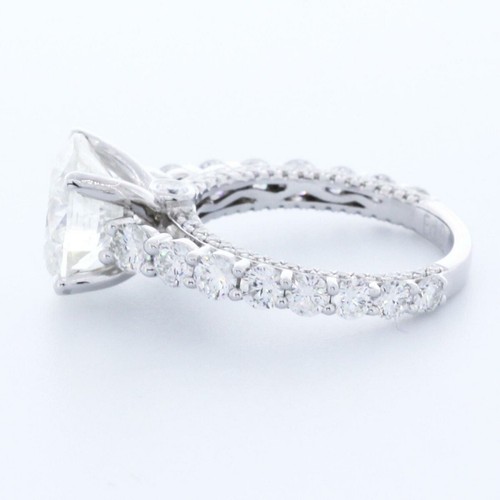 6.2CT LAB-CREATED DIAMOND D/VVS1 ROUND CUT 18K GOLD THREE SIDES PAVE ACCENT RING - Picture 3 of 4